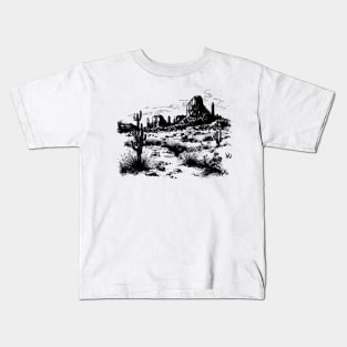 Western Desert Cactus Landscape Kids T-Shirt